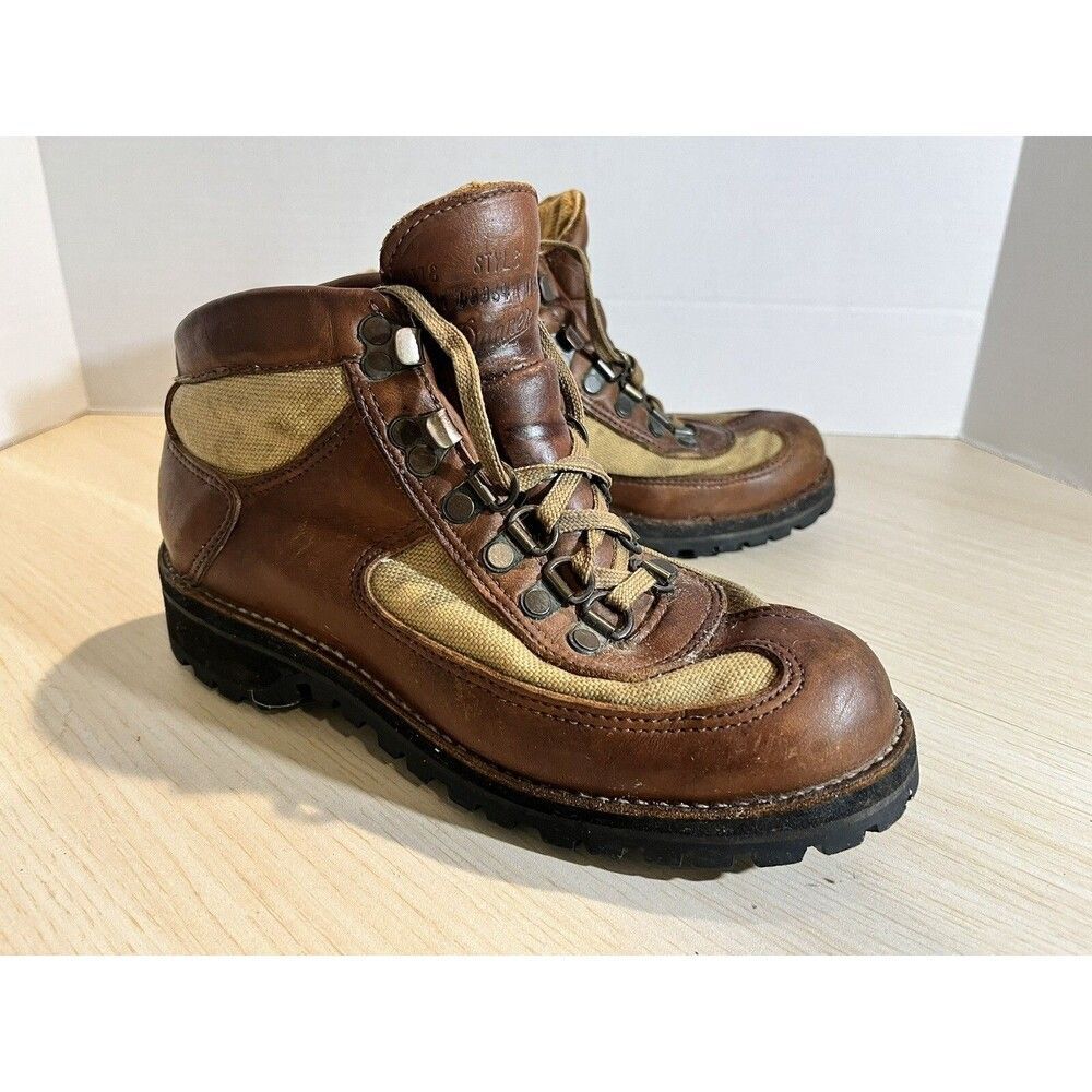 Vintage Danner Women Sz7M Brown Leather/Canvas Hiking Boots 43364 Lot 1566